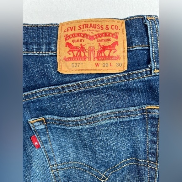 LEVIS Men’s 527 Slim Boot Cut Denim‎ Blue Jeans Size 29/30 Y2K Retro Casual - Picture 7 of 16